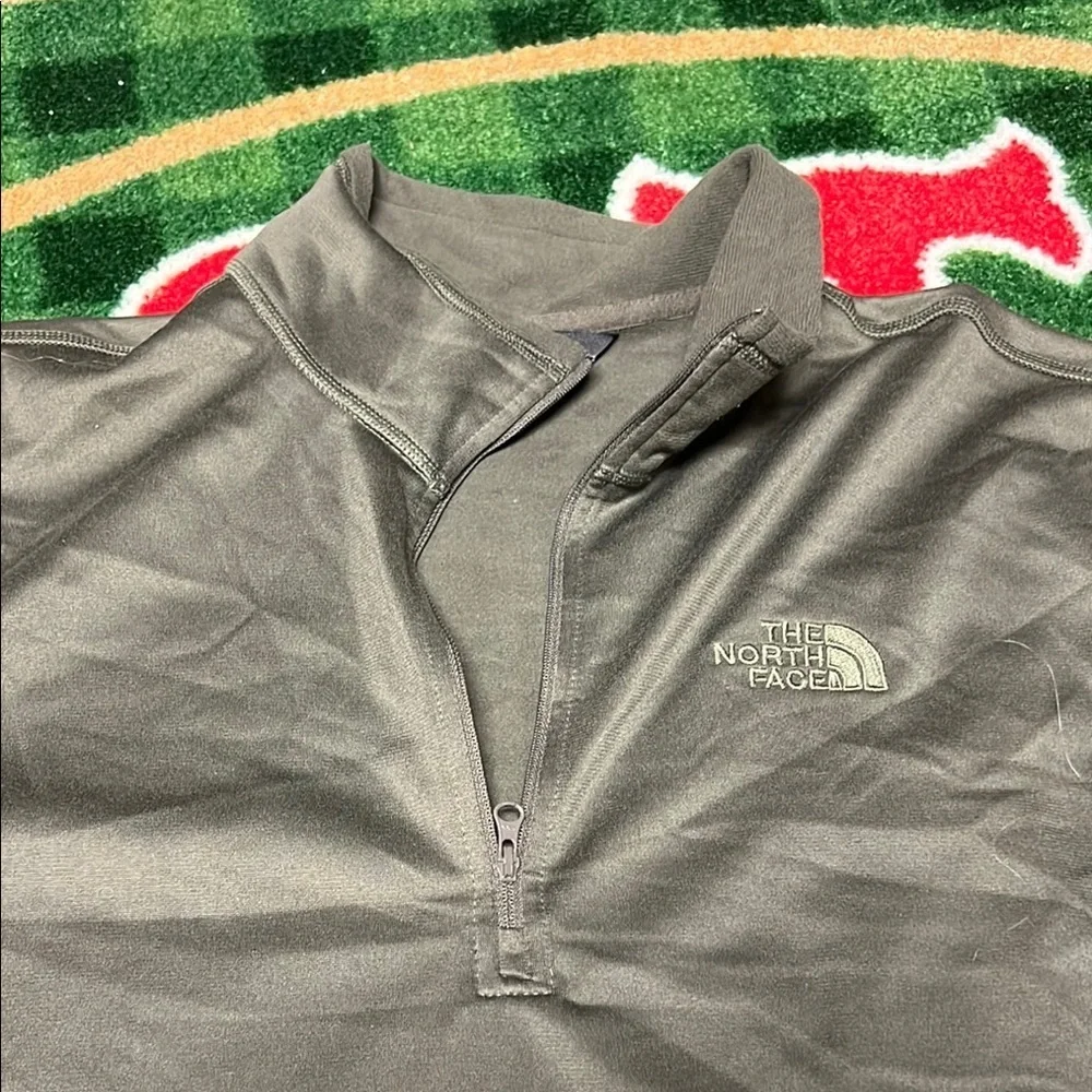 The North Face Jacket Mens Olive Green Fleece 1/4 Zip Pullover Sz LG